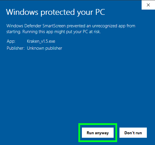 Windows Smart Screen - Click 'Run Anyway'